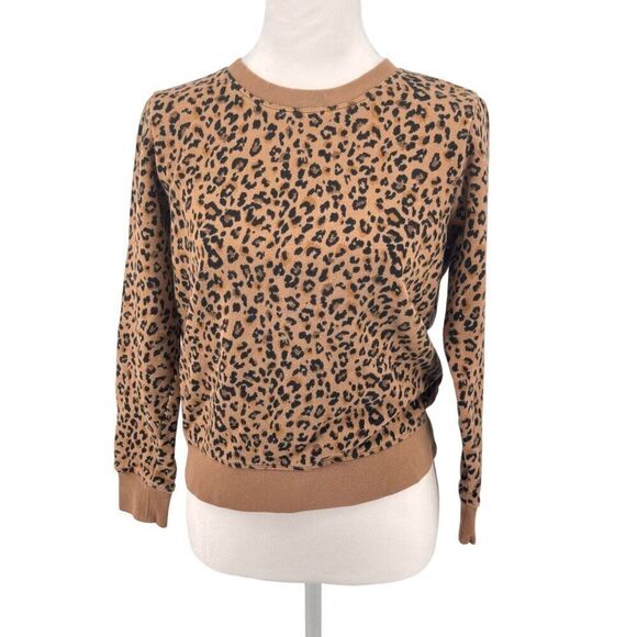 J. Crew Tops - J. Crew Cozy Leopard Print Crewneck Sweatshirt Sz XS EUC preppy, soft